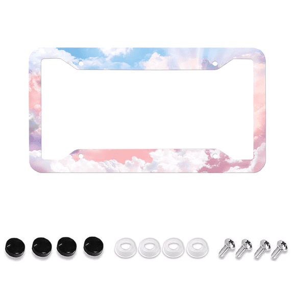 Color License Plate Frame, Color Cloud License Plate Holder, Color Sky License Plate Frame, Front License Plate Cover,Car Accessories, Universal 4-Hole With Screws, 1 Piece, 12x6 Inches