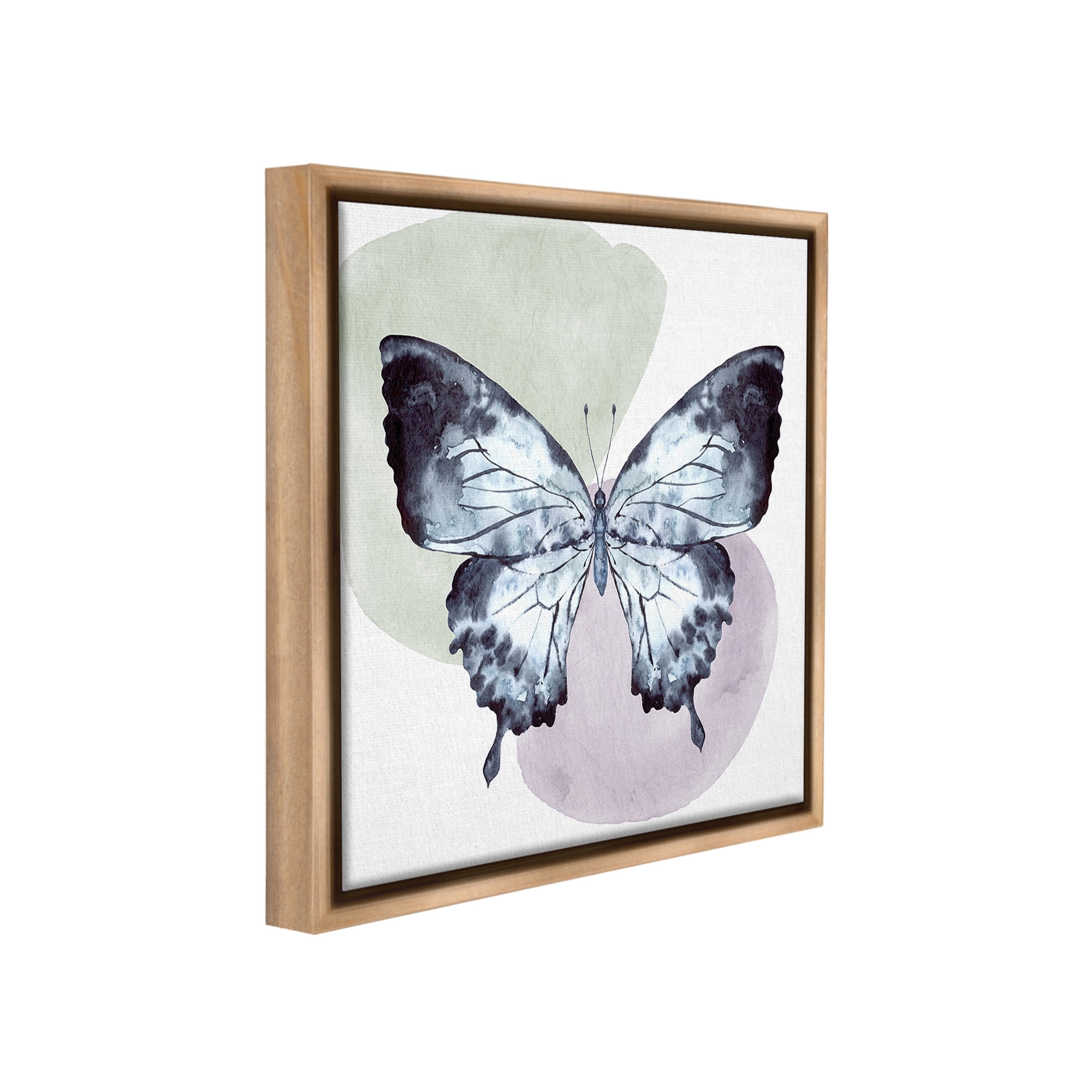 Stupell Industries Butterfly with Subtle Shapes Animals & Insects Painting Brown Floater Framed Canvas Art Print Wall Art, 18 x 18