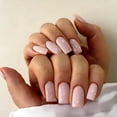 thumbnail image 1 of Set de uñas postizas adhesivas JOYVVEW, cuadradas medianas, rosa, 28 piezas, 1 of 7