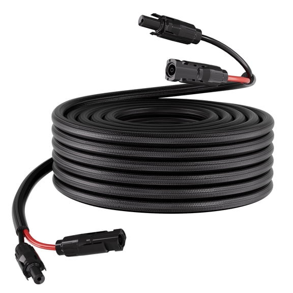 KFFKFF 50FT Solar Panel Extension Cable, 10 AWG, Durable Wire with Flame-Resistant Protective Sleeve, Male and Female Connectors, IP67 Waterproof, Suitable for Outdoor Use in Automotive