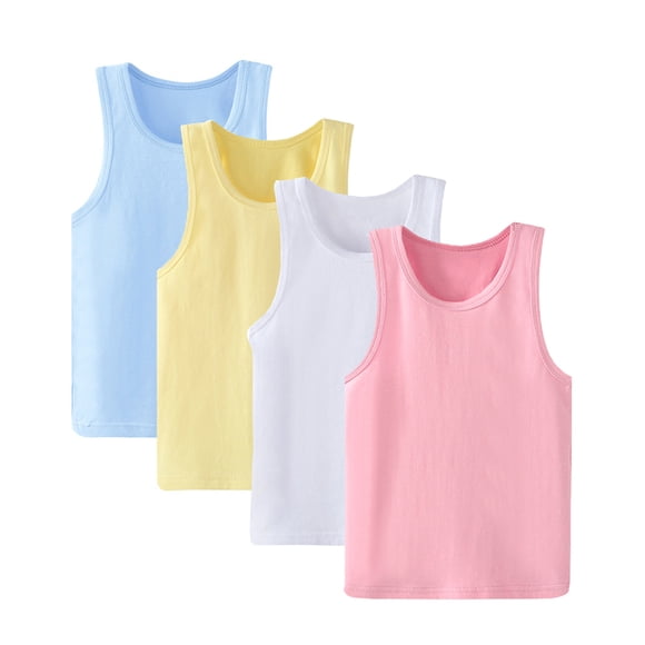 Hbhpov 2-8 Years Little Girls Solid Colors Soft Camisole Undershirts 4 Pack Kids Comfort Breathable Tank Tops