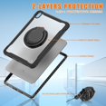 thumbnail image 3 of ELEHOLD Rugged Case For iPad Pro 11 2024 Hybrid Shockproof Cover [360 Rotating Stand] [Hand Grip] [Pencil Holder] [Detachable Shoulder Strap] Kids Case, ,Black, 3 of 14