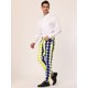thumbnail image 4 of Pantalones de vestir ajustados con frente plano y bloque de color con estampado geométrico informal para hombre S Amarillo Negro, 4 of 6