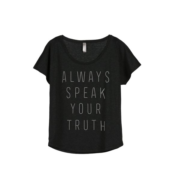 Always Speak Your Truth Women's Fashion Slouchy Dolman T-Shirt Tee Heather Black 2X-Large
