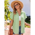 thumbnail image 5 of MOYIKO Short Sleeve Summer Tops for Women Casual Button Down Shirts Striped Business Work Blouses, 5 of 7