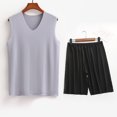 thumbnail image 2 of Conjunto Deportivo de los Hombres, Moda Casual de Color Sólido Cuello en V sin Mangas de Elasticidad Superior para el Desgaste Al Aire Libre, Traje Atlético de Humedad, 2 of 5