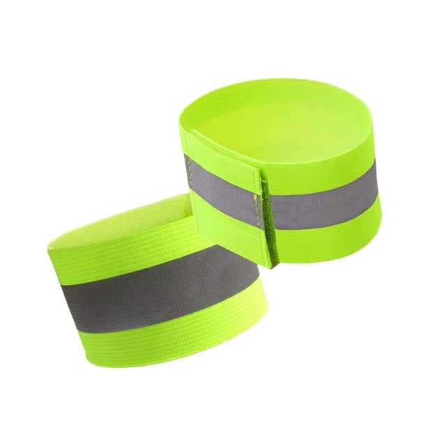 FUTUREORYY 2Pcs Fluorescent Green Running Safety Bracelets High Visibility Wristbands for Night Use