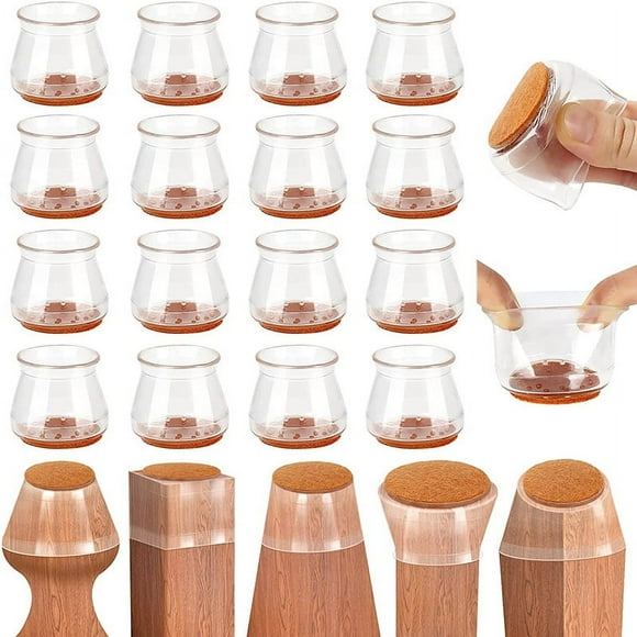 Tatum88 20pcs Silicone Chair Leg Floor Protector, Chair Floor Protector, Hardwood Floor Rubber Chair Leg Protector, Wood Floor Chair Leg Cover (Clear, Medium)