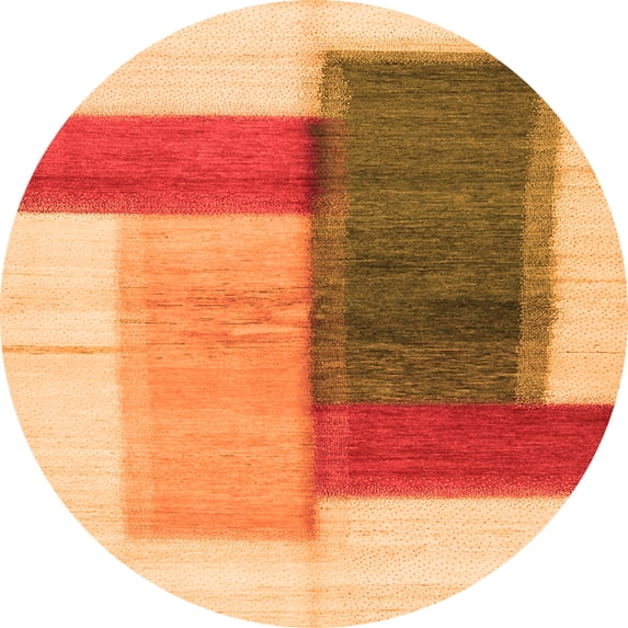 Ahgly Company Indoor Round Abstract Orange Contemporary Area Rugs, 5' Round