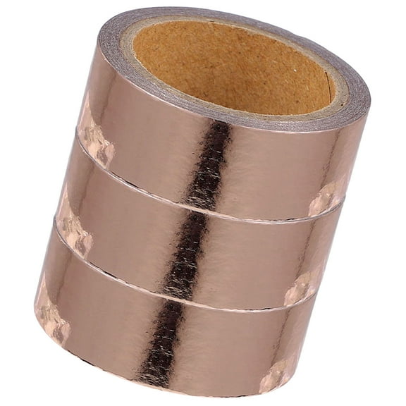 FOMIYES 3 Rolls Rose Gold Foil Washi Paper Metallic Tape For Diy Crafting And Scrapbooking 1.65X1.65X0.63in