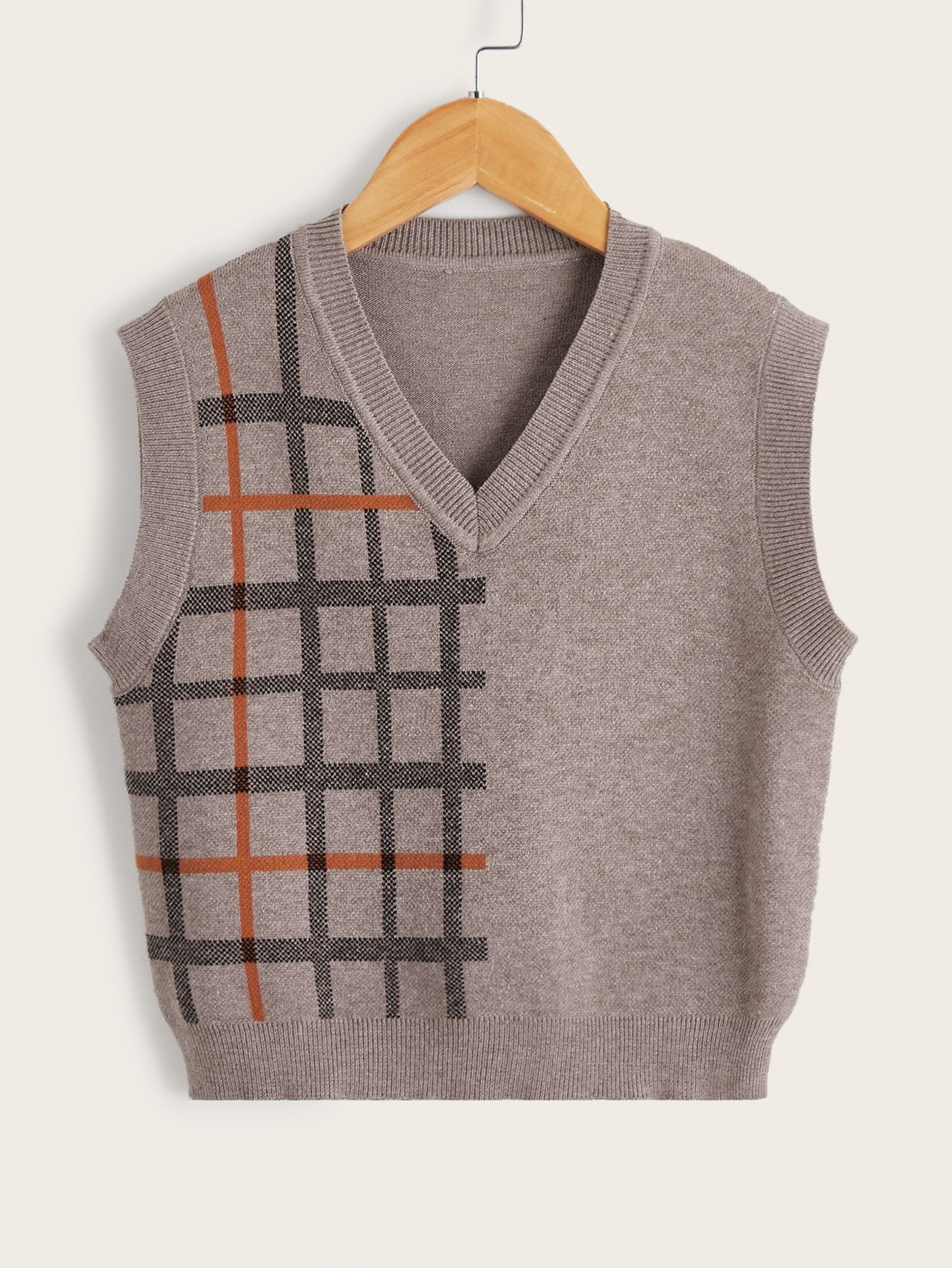 brown plaid sweater vest