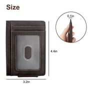 Men's Leather Money Clip, TSV RFID Blocking Wallet, Slim and Magnetic Card Holder, Minimalist Card Case, Coffee