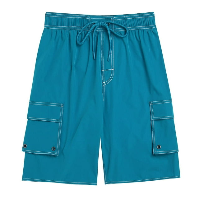 Pantalones Cortos para Hombre de Cintura Elástica con Bolsillos Pantalones de Verano Casuales de Color Sólido, Poliéster Ligero de Moda para la Playa, la Natación Y el Uso Diario