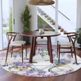 thumbnail image 4 of Purple Flowers Round Area Rugs Collection 8', Weeping Spring Floral Bicycle Wooden Non Slip Indoor Circular Throw Runner Rug Floor Mat Carpet for Living Room Dining Table Bedroom Nursery, 4 of 9
