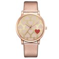 thumbnail image 1 of Reloj de cuarzo de cuero PU con esfera redonda y corazón amoroso informal a la moda para mujer, oro rosa, 1 of 3