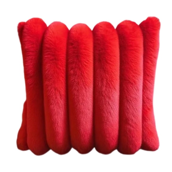 Faux Fur Throw Pillow, Decorative Throw Pillow Covers, 24X24 In, Red, Accent Pillow Covers, Home Decorations For Living Room, 1 Pc