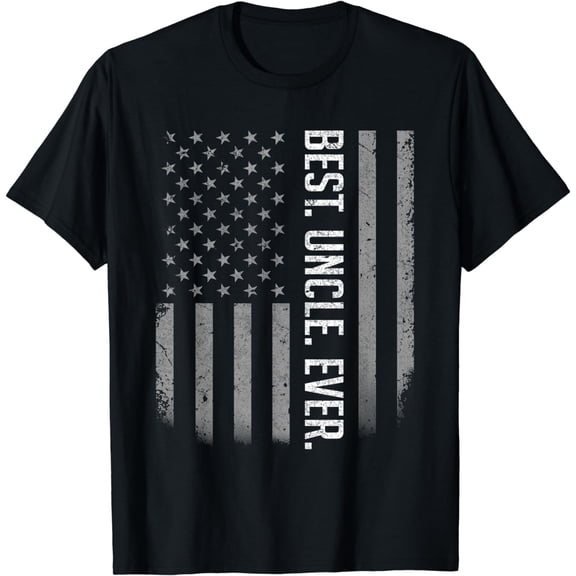 Best Uncle Ever American Flag Men's T-Shirt - Patriotic USA Distressed Vintage Graphic Tee - Retro Style Gift for Men