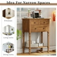 thumbnail image 5 of Solid Wood Narrow Console Table 23.7" Slim Side Table with 3 Drawers and Bottom Shelf for Hallway Small Living Room Space Saving Storage, 5 of 8