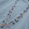 thumbnail image 6 of Staron Spring Summer Casual Embroidered V Neck Button Down Boho Blouse Short Sleeve Loose Fit Top, Light Blue XL, 6 of 6