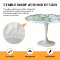 thumbnail image 6 of Blue Teal Coral Elastic Fitted Round Table Cover Watercolor Green Waterproof Outdoor Tablecloth for Holiday Party, Picnic, Patio & Dining Fits Tables Up to 55"-60", 6 of 8