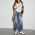 thumbnail image 6 of Fiaer,Jeans for Women Mid Waist Oversized Causal Baggy Barrel Denim Trousers Ripped Trendy Buttons Slacks with Pocket Blue M, 6 of 9