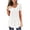 White, variant on Women's T-Shirt Round Neck Short Sleeve Pleated Button Irregular Hem Loose-Fit Ripped Hole Top - Purple/White/Green/Pink/Light Blue - S/M/L/XL/XXL (Purple | XXL)