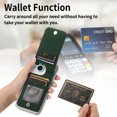 thumbnail image 5 of for iPhone 16 Back Wallet Case with Card Holder Zipper Pocket, Wristband Flip Kickstand, RFID Blocking Secure Hand Grip PU Leather Shockproof Clear Phone Cover for iPhone 16, Darkgreen, 5 of 10