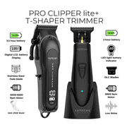Supreme Trimmer 2-in-1 Pro Clipper Lite & DLC T-Shaper Combo | Professional Beard Trimmer ST5206 & Hair Clipper STC5000 Barber Kit | Black