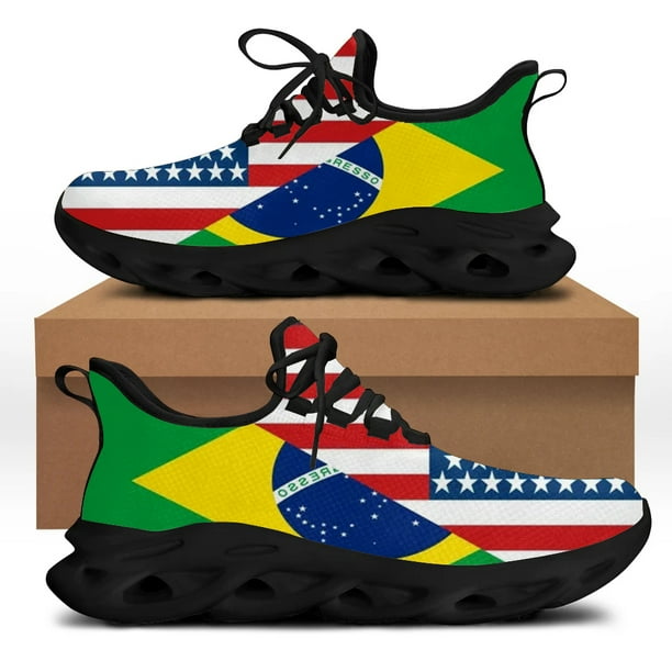 Zapatos casuales de malla con cordones para mujer, zapatillas de plataforma con diseño de bandera estadounidense de Jamaica para mujer, zapatos ligeros para caminar