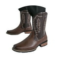 thumbnail image 3 of Leozcaa Cowboy Boots for Men Mid Calf Boots Western Classic Embroidered Square Toe Ankle Short Boots, 3 of 8