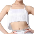 thumbnail image 1 of Top de baile con flecos y borlas para mujer, camiseta sin mangas a la moda con tiras para vestido de fiesta Blanco L, 1 of 8