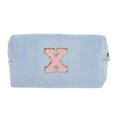 thumbnail image 1 of Ofertas Únicas 1 Pc Bolsa de Maquillaje Rectangular de Pana Letra X Azul Cielo, 1 of 5