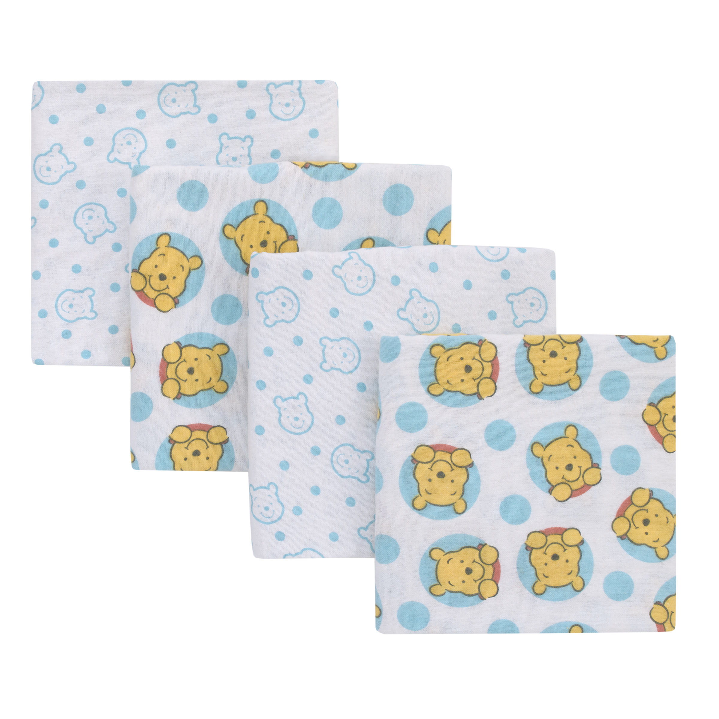 Disney Winnie the Pooh so Loved 4-PK Cotton Receiving Blankets, Yellow, Aqua, Boy and Girl Infant - image 2 of 8