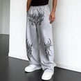 thumbnail image 2 of XIAOCHA Men's Gothic Tribal Print Sweatpants Baggy Fit Full Length Drawstring Waist Track Pants Soft Edgy Street Trousers, 2 of 4