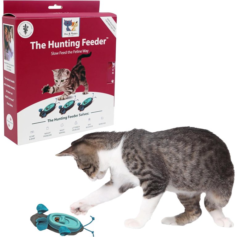 Doc & Phoebe's Indoor Hunting Cat Feeder, Interactive Kibble