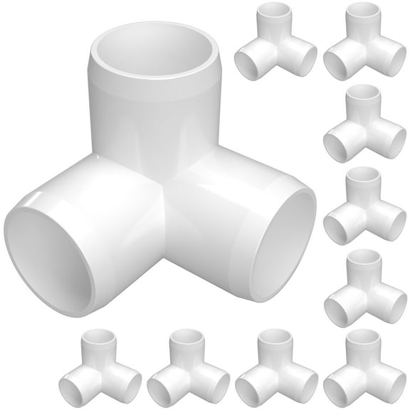 FORMUFIT 1/2" 3-Way Elbow Furniture Grade PVC Pipe Fittings, (13/16" Actual Socket ID), White, 10-Pack