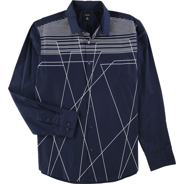 Alfani Clifton Line - Camisa con botones para hombre, color azul, grande