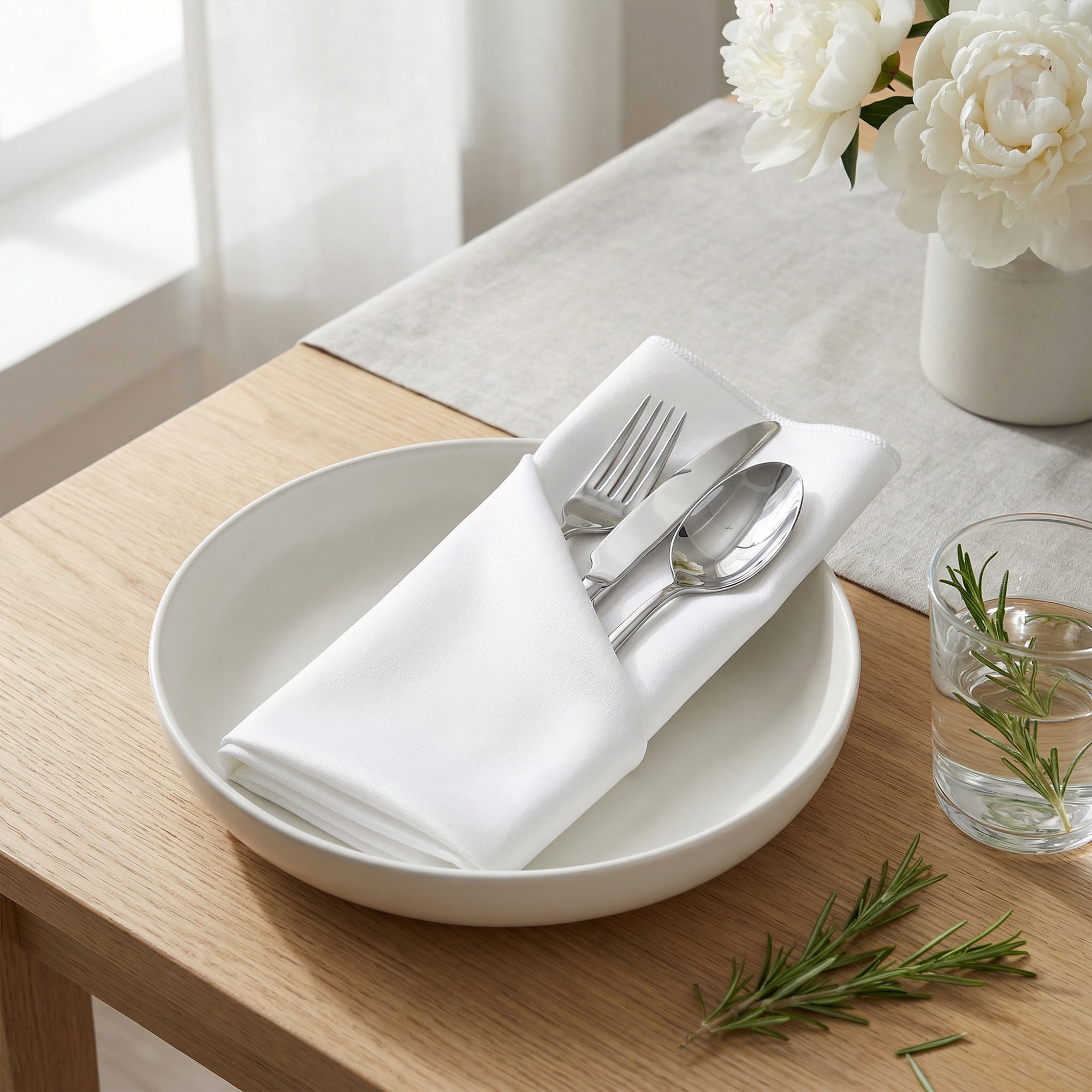Unique Bargains 12Pcs Reusable Table Dinner Napkins White 12x12inch
