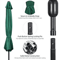 thumbnail image 4 of Alden Design 11 Foot Patio Umbrella with Crank and Push Button to Tilt, Dark Green, 4 of 10