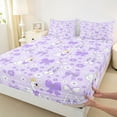 thumbnail image 3 of Feelyou Purple Princess Bow-tie Queen Sheet Sets, Swan Floral Bed Set, 4-Piece, 3 of 7