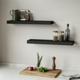 thumbnail image 3 of Jouetondream 24X6 Black Floating Shelves for Wall, Wood Hanging Shelves up to 20lbs for Bedroom, Bathroom, Kitchen(Set of 2), 3 of 8