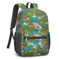 thumbnail image 2 of Dinosaur and Tree Green Pattern 17" School Backpacks for Teens,Waterproof Oxford Fabric,S-Shape Padded Straps for School,Travel,Hiking,Camping, 2 of 6