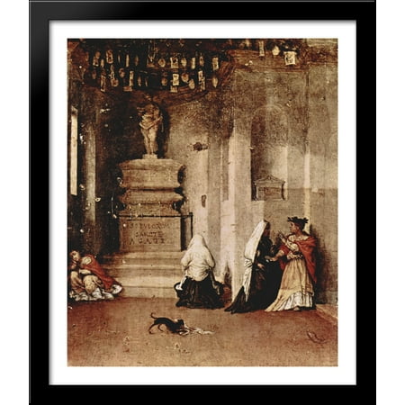 Altar of St. Lucia, footplate St. Lucia in prayer and the valediction of St. Lucia 28x34 Large Black Wood Framed Print Art by Lorenzo