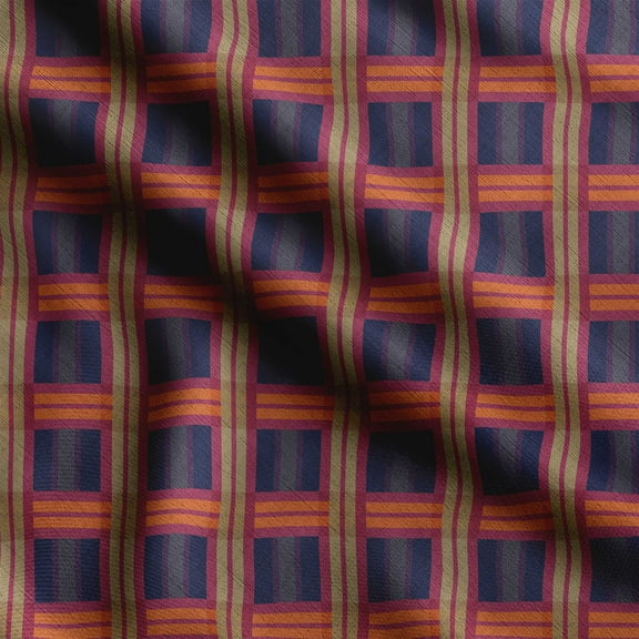 Soimoi Check Print, Silk Fabric, Decor Sewing Fabric by The Yard 42 Inch Wide,Decorative Fabric for Shirts Suits Ties, Black