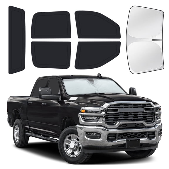 6PCS Full Car Window Sunshade Set for Dodge RAM 2500 2016-2026, Custom-Fit Privacy Shades for Front, Side & Rear Windows, Heat-Blocking Window Covers for Camping, Travel & Daily Use