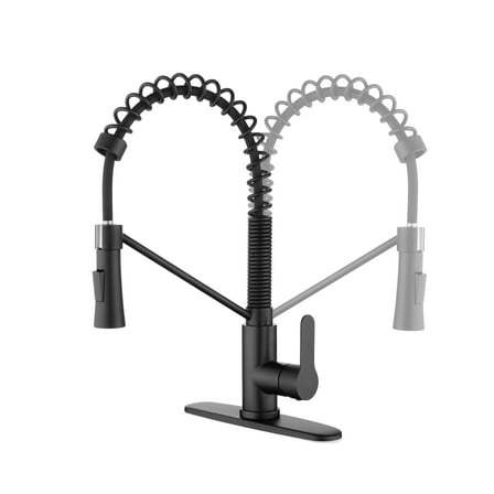 Izzovium Matte Black Kitchen Faucet with Pull Down Sprayer and Soap Dispenser, Single Handle 1.8 GPM Stainless Steel Utility Sink Faucet, Single Hole Deck Mount for Laundry/Kitchen Sink