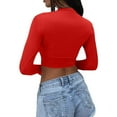 thumbnail image 5 of LISTHA Womens Summer Crop Tops Long Sleeve Y2k Workout Crew Neck Shirt Basic Going Out Tight Tees Long Sleeve_Red 2XL, 5 of 8