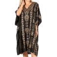 thumbnail image 4 of Sakkas Trina Women's Casual Loose Beach Poncho Caftan Dress Cover-up Many Print - KAF1016 BlackGold - One Size, 4 of 5