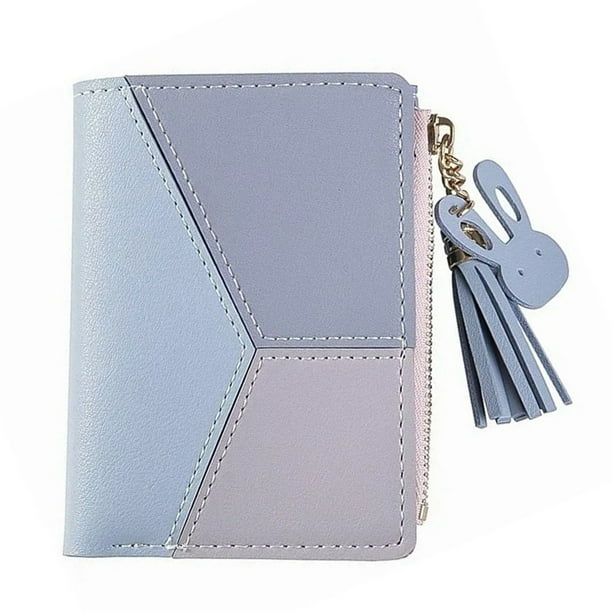 Cartera de bolsillo para mujer cartera de senora de moda con cremallera suave de cuero PU resistente a la abrasion para foto de tarjeta Walmart en linea