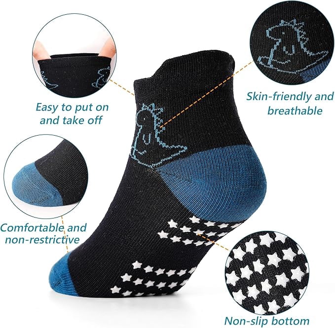 Toddler Baby Non Slip Ankle Socks with Grippers Kids Boys Girls Socks 12 Pairs for 1-7 Years Infant Children